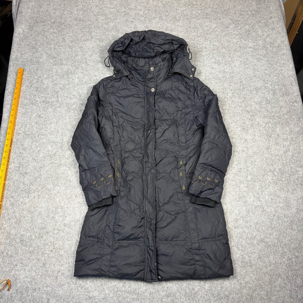 P.I. Dragon Black Quilted Puffer Coat Hooded Long Parka Gold Embroidery Sz 160